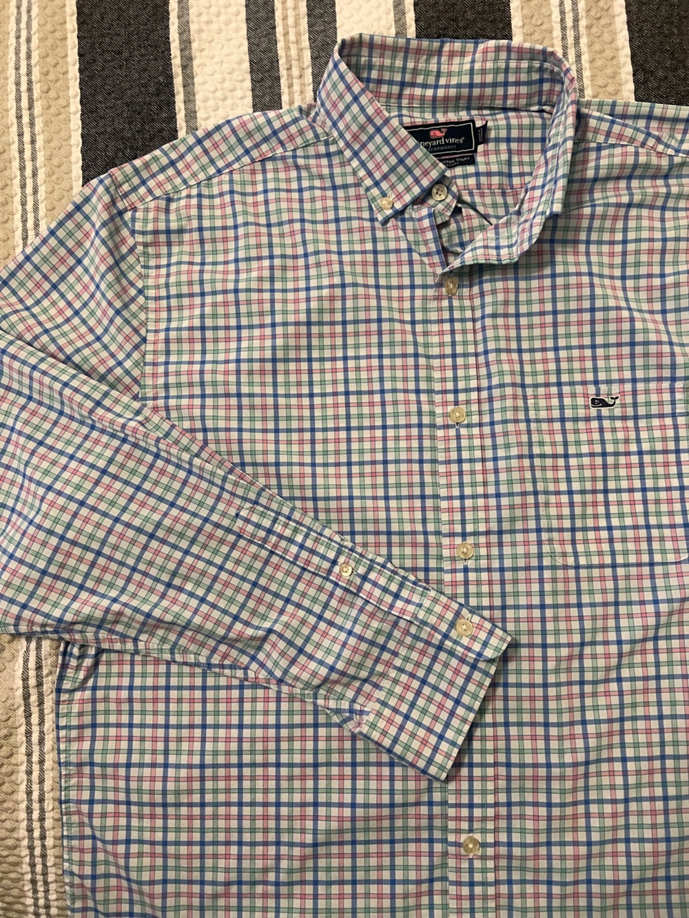Vineyard Vines Plaid Button-Down Shirt in Blue, Green & Pink